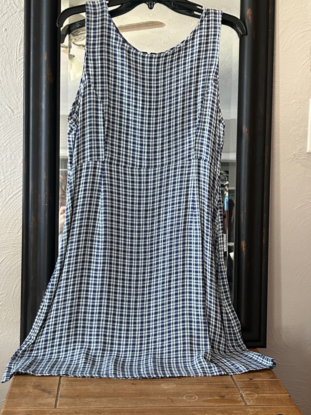 American Eagle Outfitters Navy and White Plaid Mini Dress Vintage Size 10